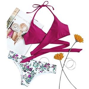 Floral Wrap Tie Bikini Set